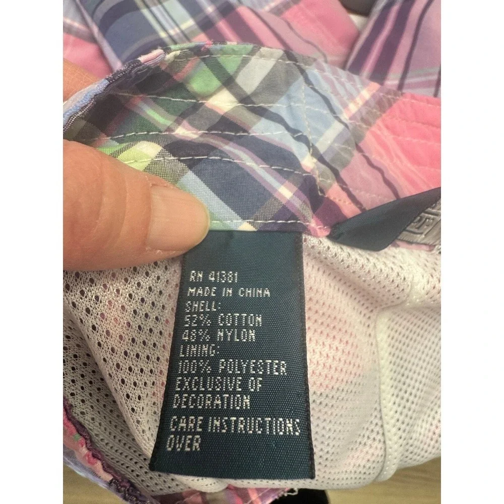 Polo Ralph Lauren Mens Swim Trunks Pink Purple Plaid Board Shorts 32 Inseam 7